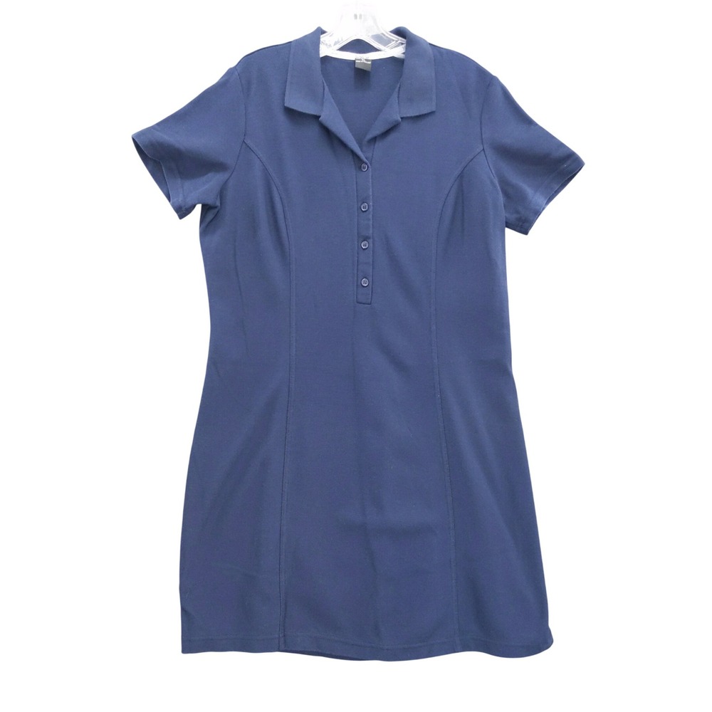 NY&CO Polo Shirt Dress Casual‎ Short Sleeve Collared Knit Blue XL